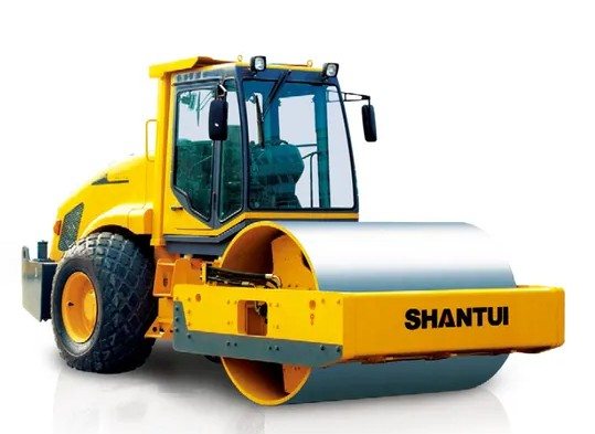 Compacteur monocylindre vibrant SHANTUI, vue de trois quarts avant